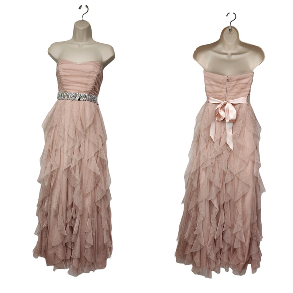 Nights By Teeze Me Glittery Pink Sleeveless Strapless Gown Size 5 - Picture 1 of 6